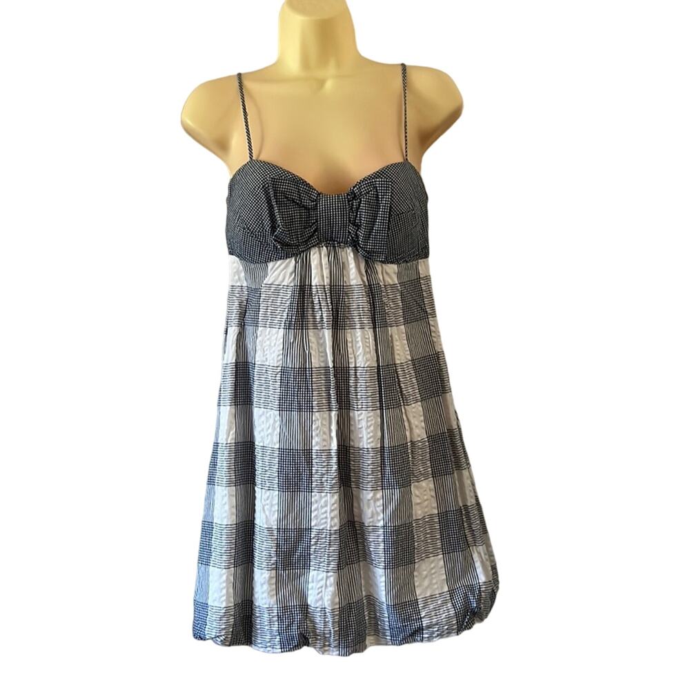 B.Darlin Blue & White Check Cotton Dress with Spaghetti Straps Sundress Country